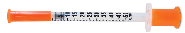 0.5 mL — 50 units insulin-style syringe