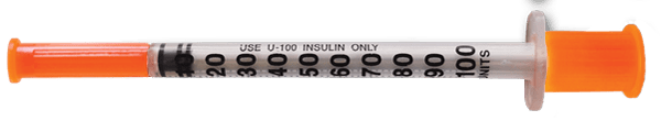 1.0 mL — 100 units insulin-style syringe